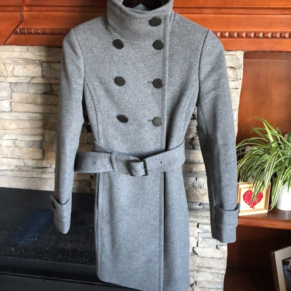 Babaton Gray Double-Breasted Wool Coat